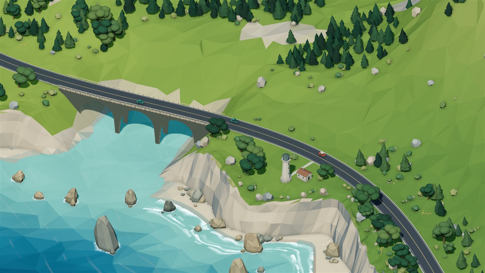 Coastal road and bridge above the Pacific