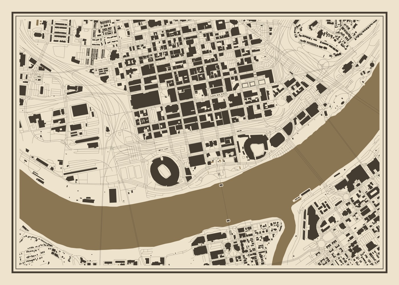 Cincinnati SVG map shown in engraving preview colors